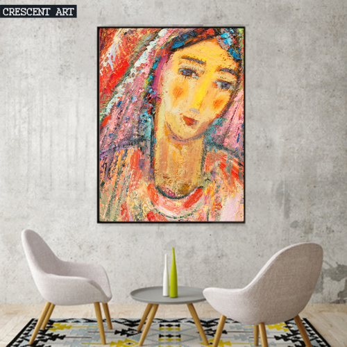 Yellow Indian Woman Portrait Canvas Painting