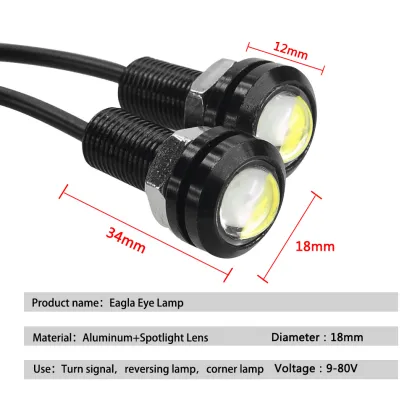 18MM Car Eagle Eye DRL LED Daytime Running Lights, 12V Backup & Reversing Parking Signal Lamps for Automobiles