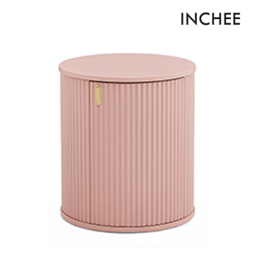 Pink Cylindrical Built-in Space Saving Bedside Tables