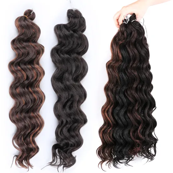 AliLeader 20 Inch Body Wave Ocean Wave Deep Wave Twist Crochet Braiding Synthetic Hair Extension