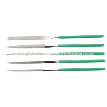 5-piece assorted electroplated diamond files, measures 215x80mm