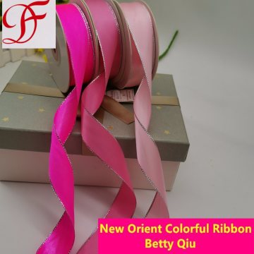 Gift Packing Poly Satin Ribbon with Gold/Silver Trim Satin Ribbon Accessories
