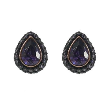 Fashion Amethyst teardrop earnails