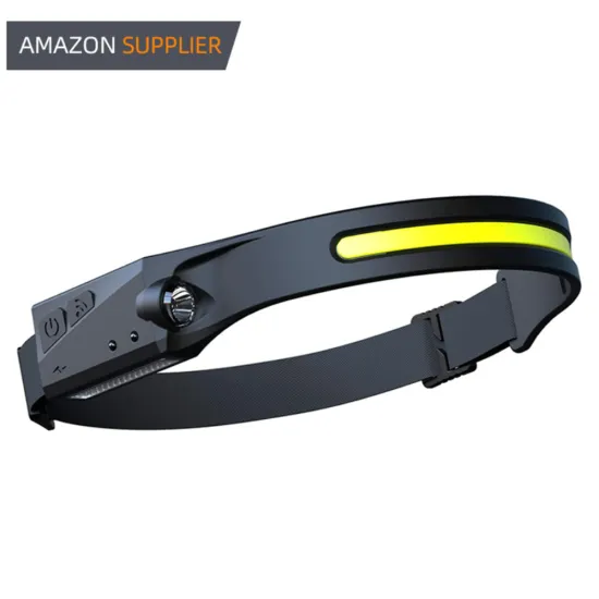 5 Lighting Modes COB Flashlight Headlamp with Switch & Sensor Control - USB Rechargeable LED Headlamp