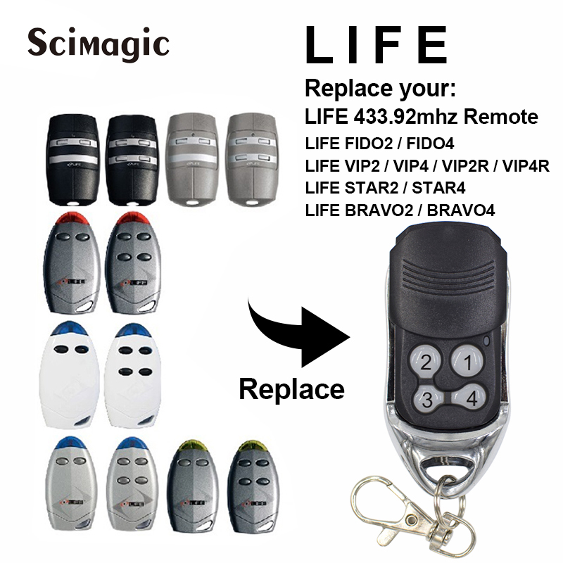 Scimagic garage command gate control key fob 433.92mhz hand transmitter compatible for LIFE gate garage door remote control