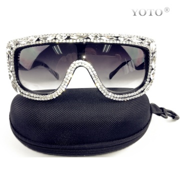 Gorgeous Bling Bling Shining Rhinestone UV 400 Polarized Oversized Sunglasses