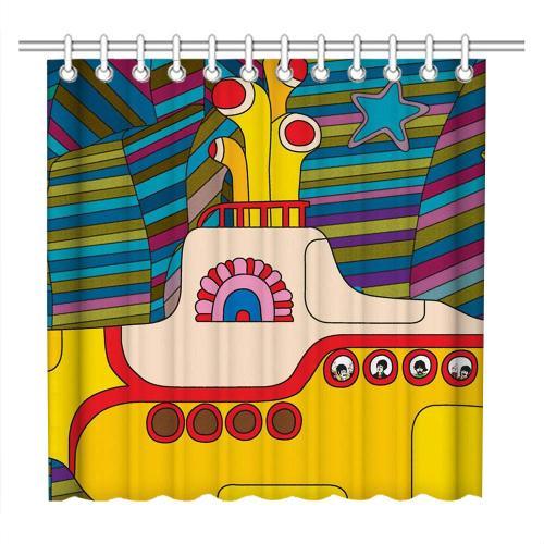 Beetle Rock Cartoon Pattern Bathroom Shower Curtain