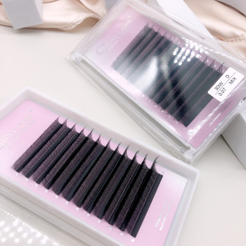 Wholesale Clover Triple Tips Bloom Matte Black 7-15mm Eyelash Extension 12 Rows 3D Shape Lashes Trays with Volume Fans