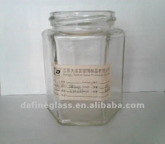 380ml High Quality Honey Bottle Glass Jar Hexagon Glass jar Pickles Bottle