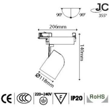 LED Single-Phase track lights 4500lm/45W (RADO series)