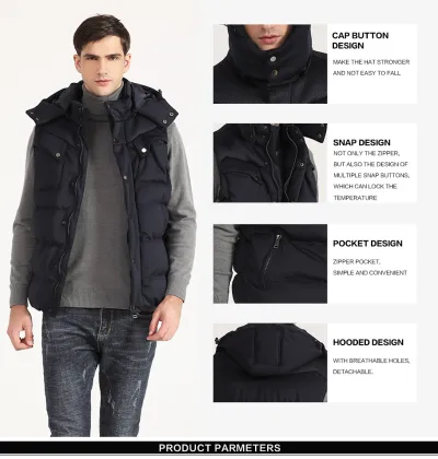 Customized Wholesale Cotton Down Vest Jacket With Sleeves