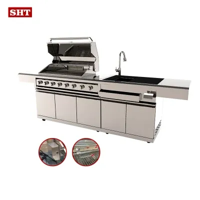 Modern Luxurious 304 Stainless Steel Island Outdoor Kitchen Sink Barbecue Grill