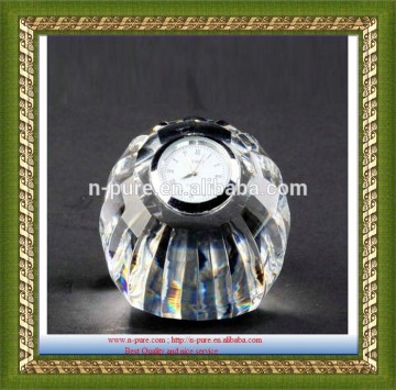 Faceted Ball Crystal Clock,round faceted diamond crystal clock