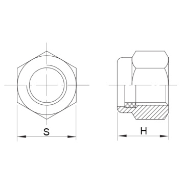 Dessin à écrou hexagonal à verrouillage autonome avec insert en nylon