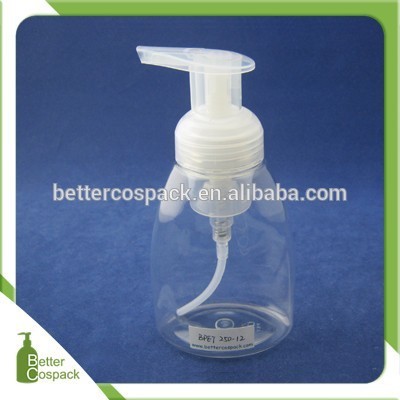 250ml plastic bottle with plastic pump,used for shower gel and shampoo and liquid soap packing