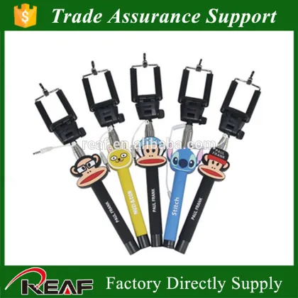Wired Cable Take Selfie Monopod,extendable selfie stick,fashion cartoon selfie stick