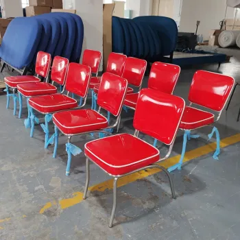 Antique Red PU Leather Cafe Chairs for Dining Room and Restaurants