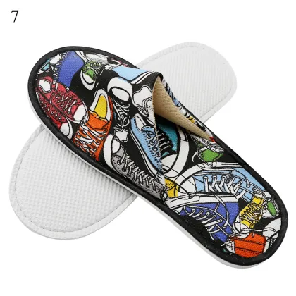 Hot Sale Slippers Women Men Fashion Printed Linen Autumn Winter Slippers Hotel Room Indoor Beauty Salon Slippers Owl Shoe Leaf