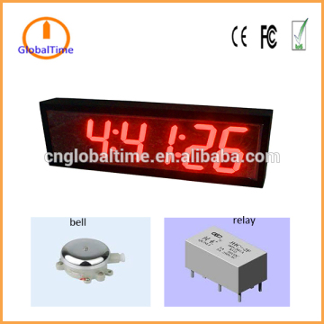 4" 6 digits PoE network led digital clock in red highly brightness display
