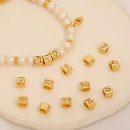 18K Gold Plated Brass Pendants with Micro Inlaid Zircon Arabic Numeral Charms for Jewelry Making