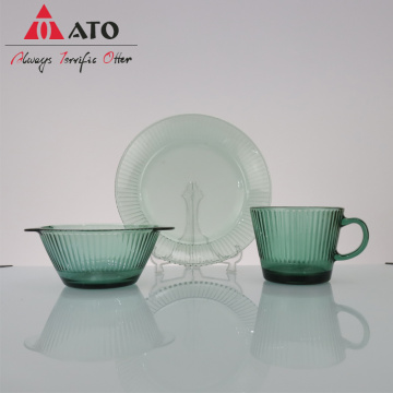 Tazza di vetro di colore verde creativo tazza di tazzetto piatto