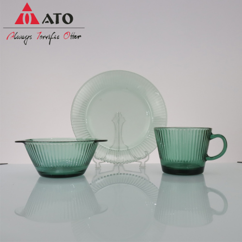 Creative Green color glass cup Mugs bowl plate