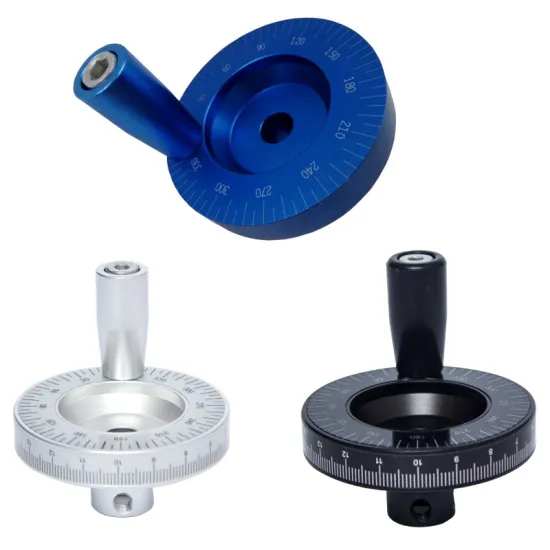 Blue/Silver/Black laser engraving 200MM scale handwheel handle with angle,Manual metal handwheel,J19378