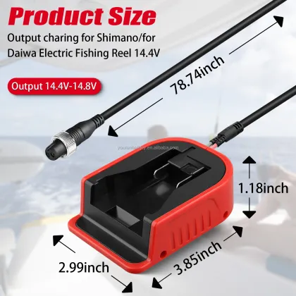 Milwaukee 18V Battery Charger Adapter for Fishing Reels (Daiwa, Shimano 14.4V BM2300 BM2900)