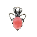 Cherry Quartz 13X18mm Cabs Antique Silver Alloy Spider Pendant Keychain