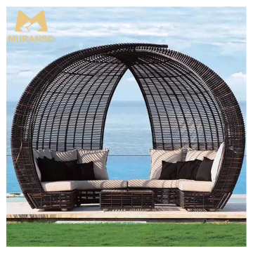 Villa Outdoor Courtyard Bird Nest Bed with Sun Loungers and Rattan Chairs