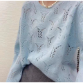 Women Round Neck Hollow-out Sweater Tops