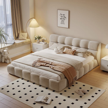 Lit en velours nordique minimaliste King Queen