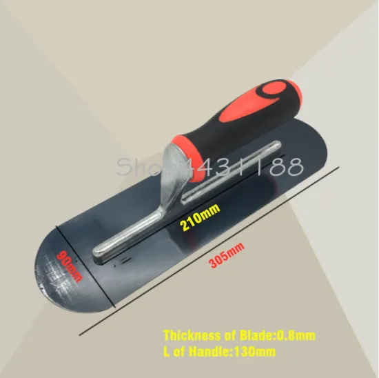 305*90mm Round Head Plastic Handle Plaster Trowel Construction Concrete Spatula Tool , Thickness 0.8mm