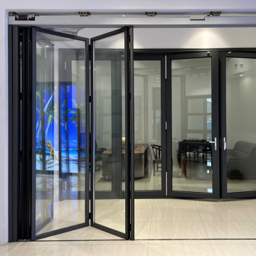 Commercial Aluminum Bi Fold Patio Doors - Heavy Duty Soundproof Double Glass Outdoor Folding Entry