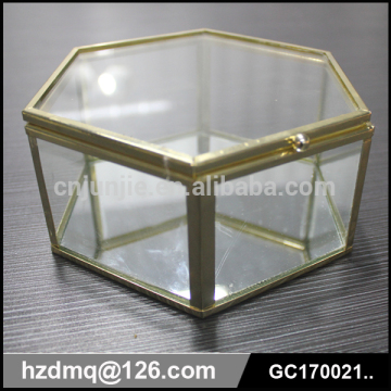 hexagon decorative glass box glass jewelry box