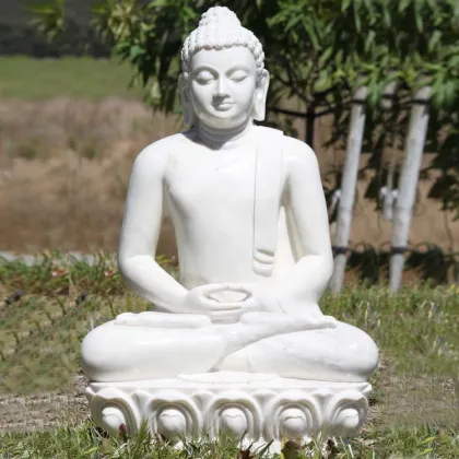 Best quality giant white marble amitabha buddha statues with lotus pedestal