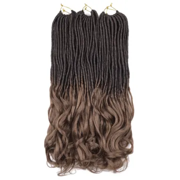 22 Inch Straight Goddess Locs with Curly Ends for Black Women Synthetic Crochet Hair Braiding Goddess Faux Locs Crochet Hair