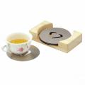 coaster with wooden holder set/4