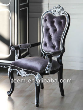 European luxury antique furniture dining room solid wood fabric arm chair
