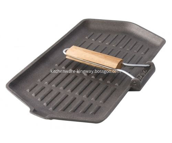 CAST IRON GRILL WITH FOLDABLE HANDLE