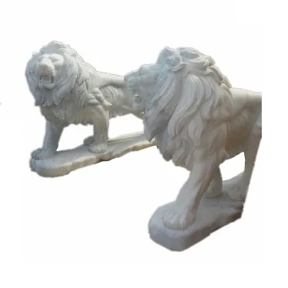 White Marble Garden Lion Statue