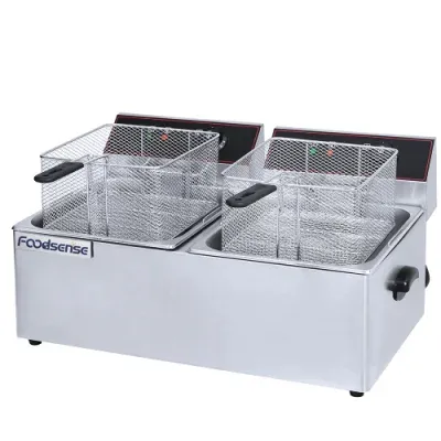 22L High-Capacity 2-Tank 2-Basket Professional Auto Lift Potato Industrial Deep Fryer Electric