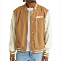 Brown Men's Long Baseball Jacket