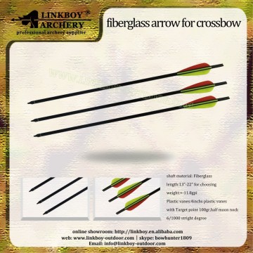 Factory wholesale fiberglass arrow for crossbow arrow archery shooting for hunting of 3 plastic vane