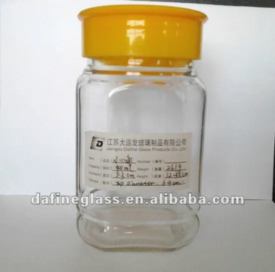 500ml HIgh Quality clear glass Honey Bottle Pickles Bottle Glass Jar Fruit Jam Bottle