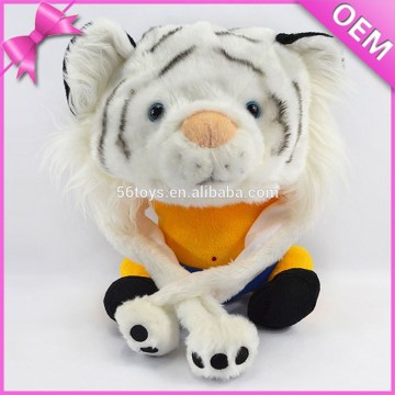 Custom plush animal head hat ,tiger head plush animal hat