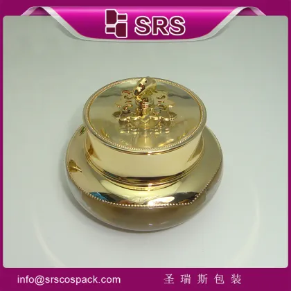 SRS plastic acrylic 15g 30g 50g golden crown container for skin care