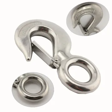 Stainless Steel Round Eye Hoist Crane Hook Snap Lifting Hook Marine Rigging Hardware Accessories