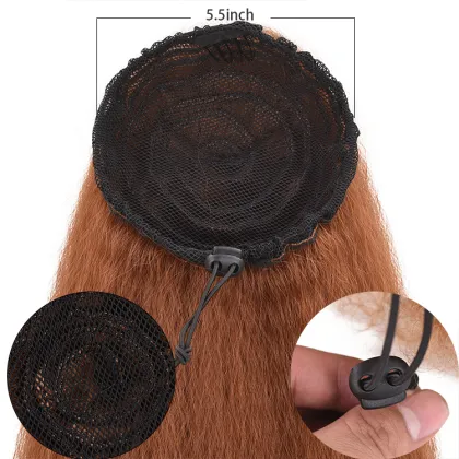 22inch Yaki Synthetic Kinky Straight Ponytails Hair Extensions With Drawstring  Ponytails
