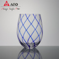 Blue Wine Glasses Coloured Crystal Stemless Wine Glass